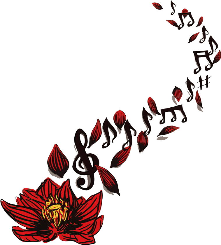 Music Notes Tattoo - Rose And Music Note Tattoo, HD Png Download PNG with transparent background