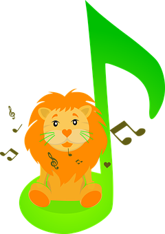 Musical Lion Cartoon PNG with transparent background