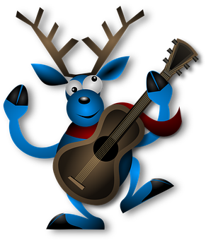 Musical Reindeer Cartoon PNG with transparent background