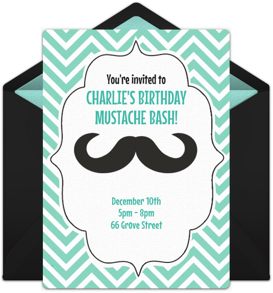 Mustache Bash Birthday Invitation