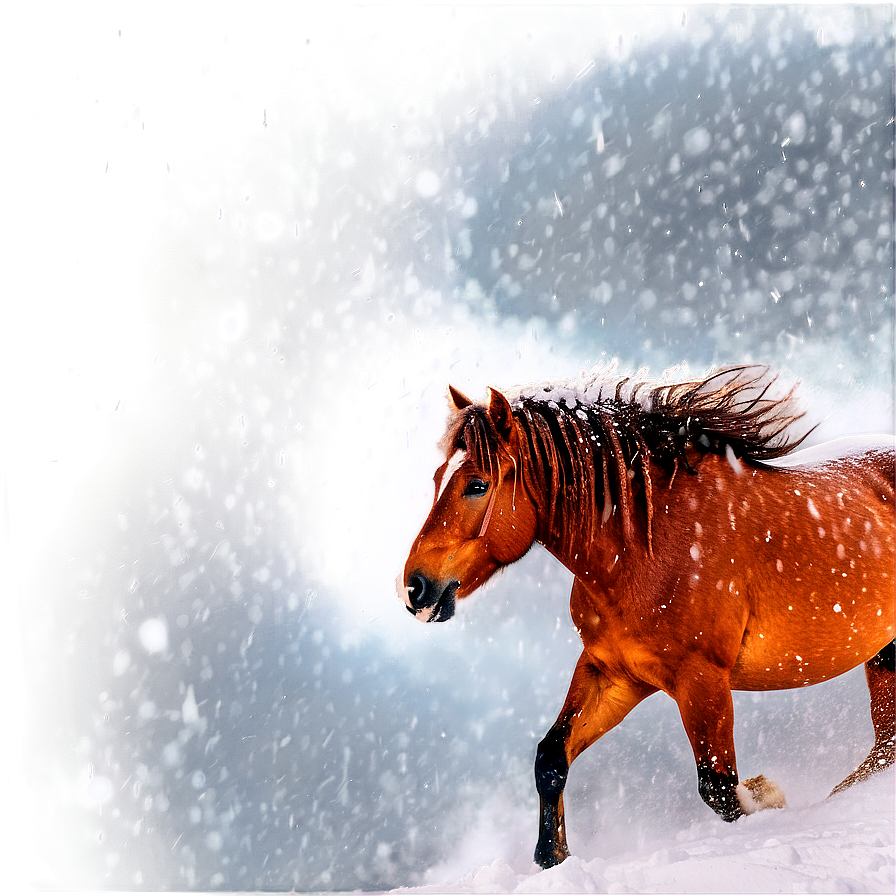 Mustang Horse In Blizzard Png 57