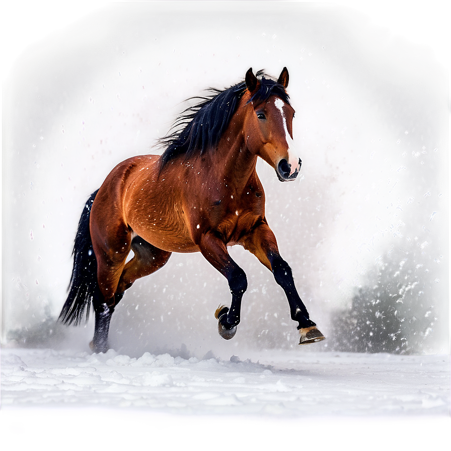 Mustang Horse In Blizzard Png Jda46