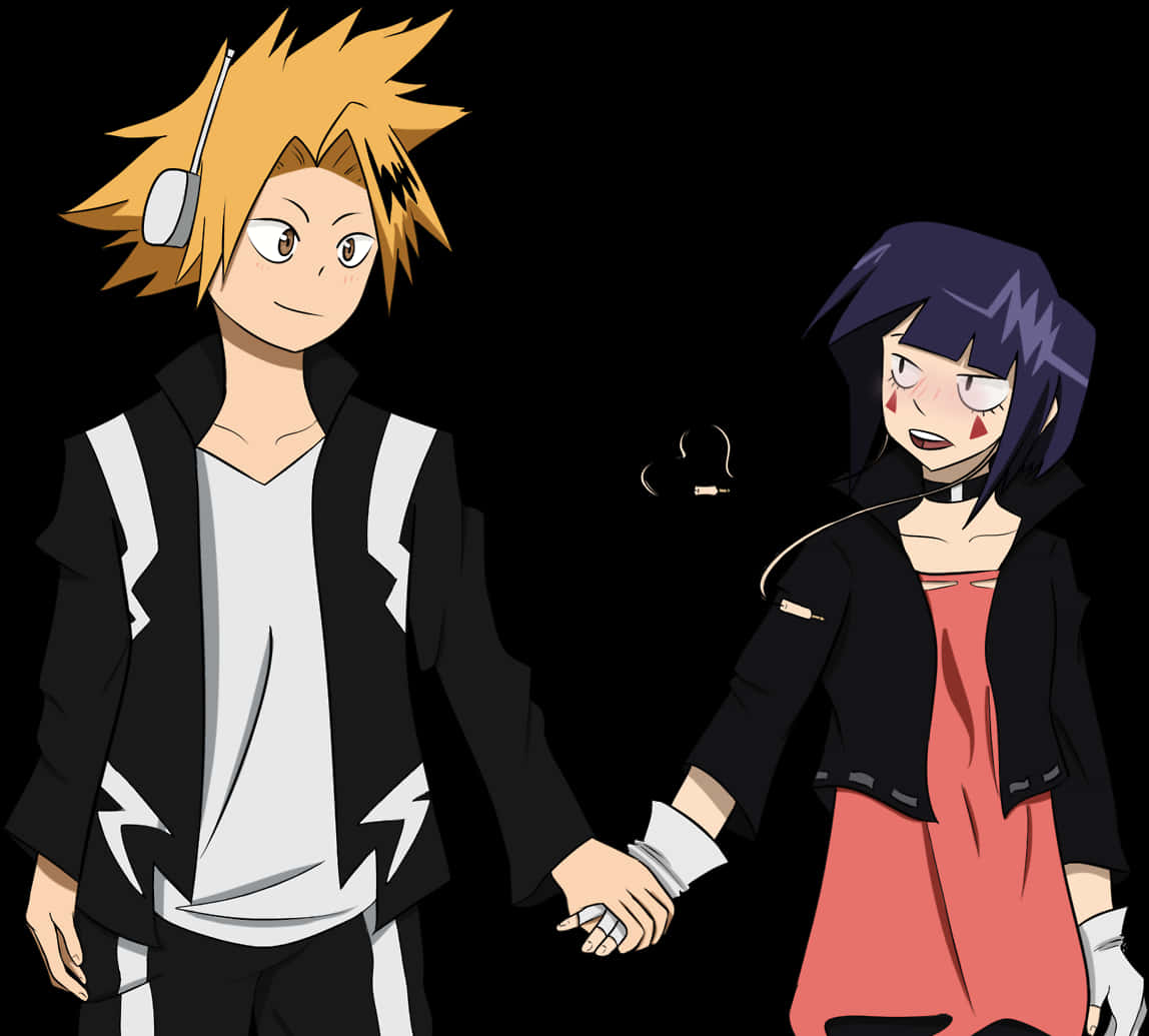 My Hero Academia Kaminariand Jirou Holding Hands