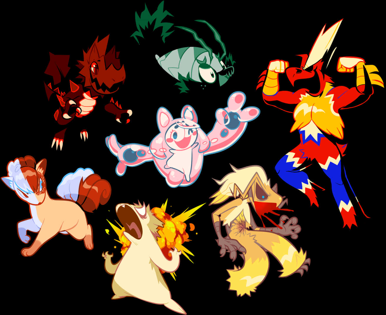 My Hero Academia Pokemon Crossover Art