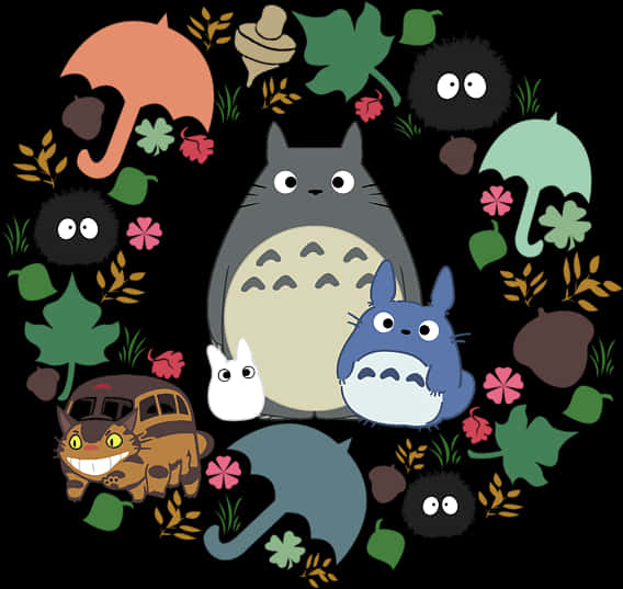 My Neighbor Totoro Characters Collage PNG with transparent background