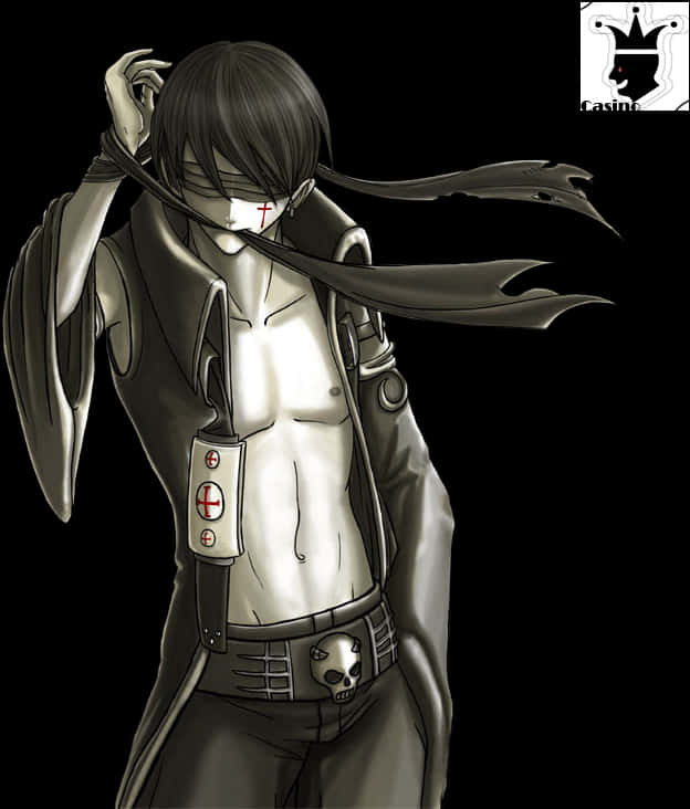 Mysterious_ Anime_ Boy_with_ Scarf_and_ Skull_ Belt_ Buckle