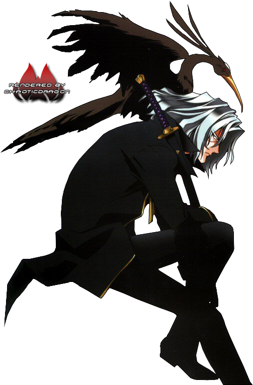 Mysterious_ Anime_ Character_with_ Raven_ Wings PNG with transparent background