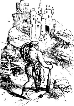 Mysterious Black Castle Silhouette PNG with transparent background