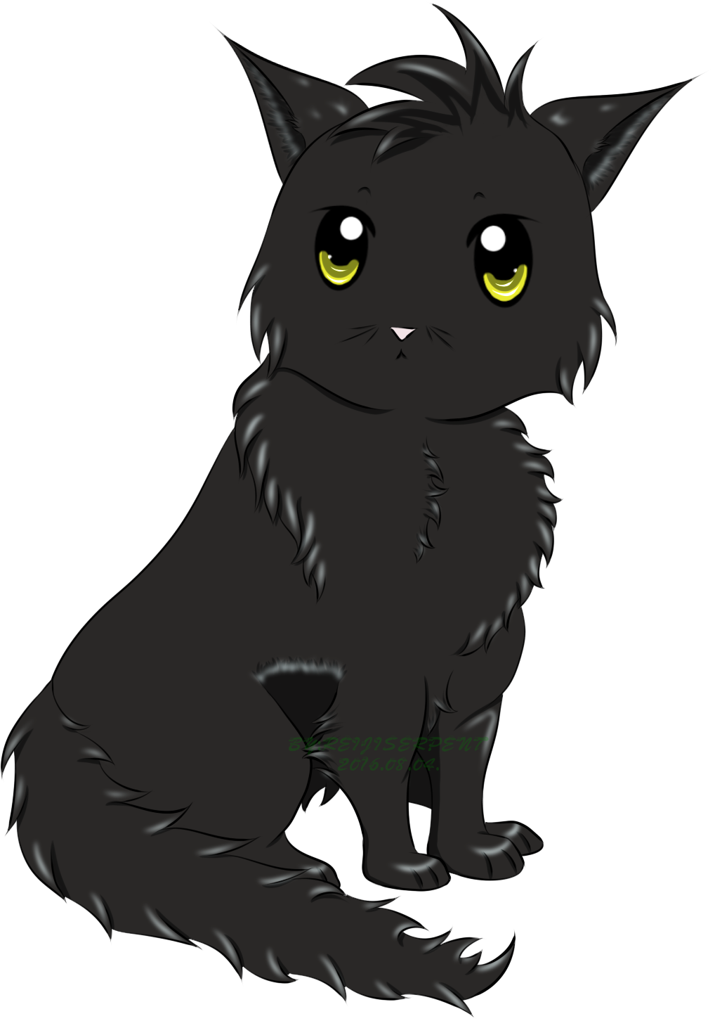 Mysterious Black Catwith Yellow Eyes