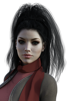 Mysterious Digital Woman Portrait PNG with transparent background