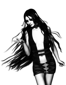 Mysterious_ Gothic_ Woman_in_ Black_and_ White