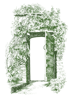 Mysterious Green Doorway Vintage