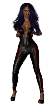 Mysterious Purple Haired Woman PNG with transparent background