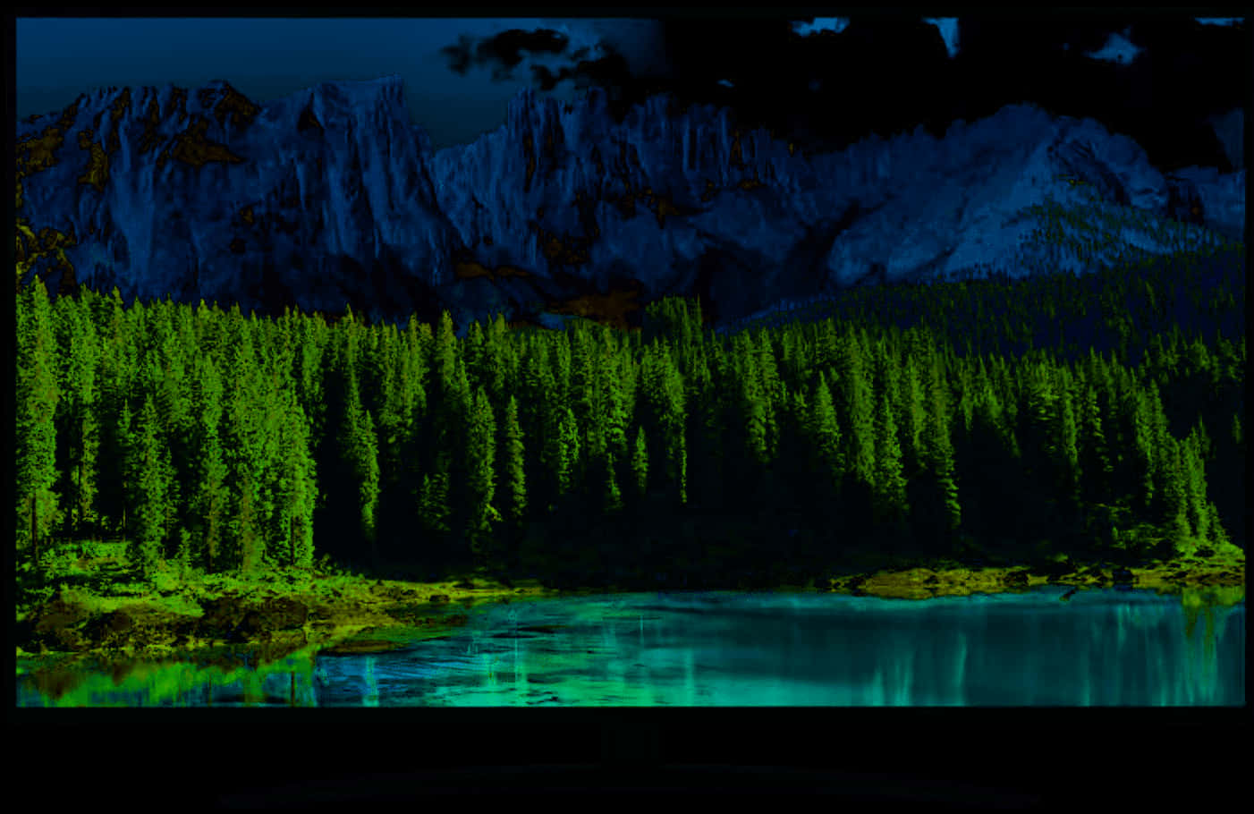 Mystic Mountain Lake Night Scene