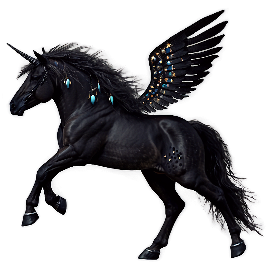 Mystical Black Unicorn Horse Png 20