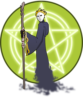 Mystical_ Figure_with_ Staff_and_ Pentagram_ Background