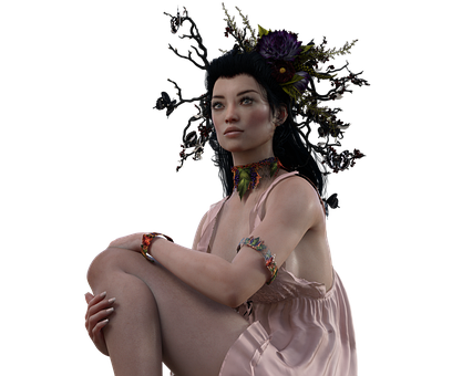 Mystical_ Forest_ Nymph_ Portrait PNG with transparent background