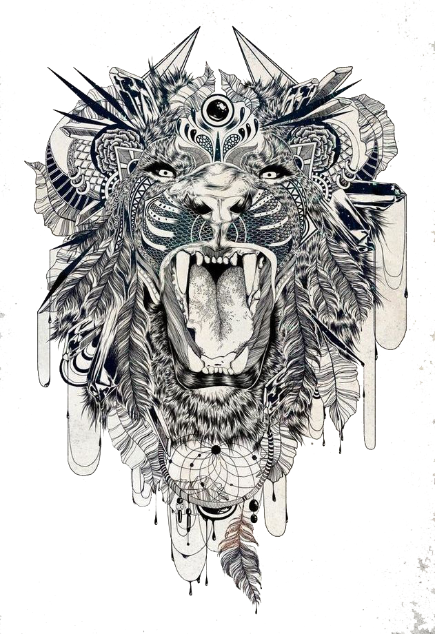 Mystical Lion Tattoo Design