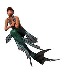 Mystical Mermaid Pose PNG with transparent background