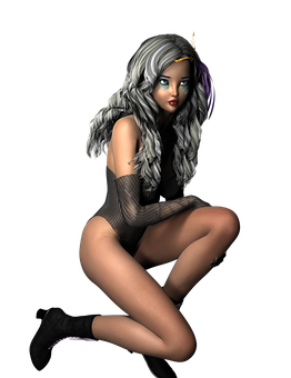 Mystical_ Warrior_ Crouching PNG with transparent background