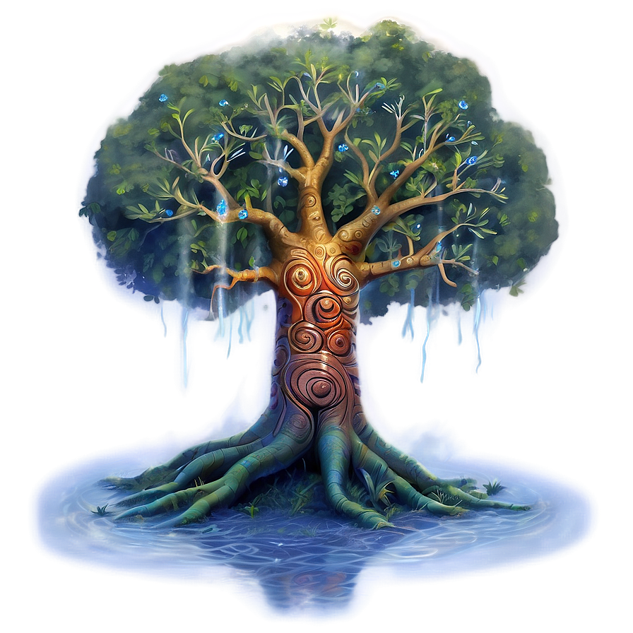 Mythical Tree Of Life In Mist Png 82