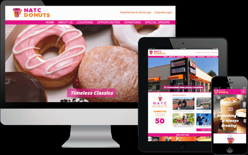 N A T C Donuts Responsive Website Design PNG with transparent background