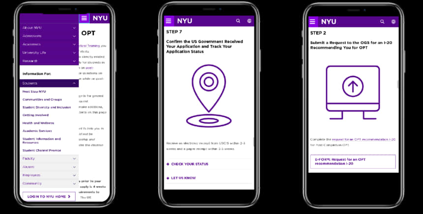 N Y U Mobile App Screenshots PNG with transparent background