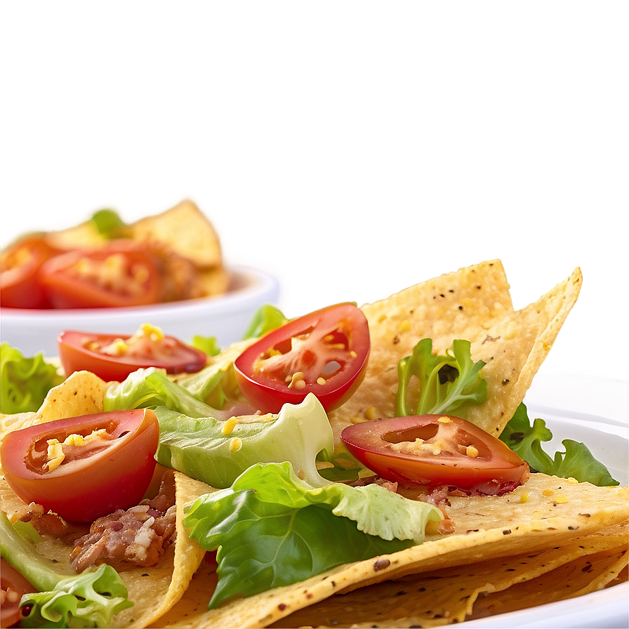 Nachos with Caesar Salad Topping PNG 06122024 PNG with transparent background