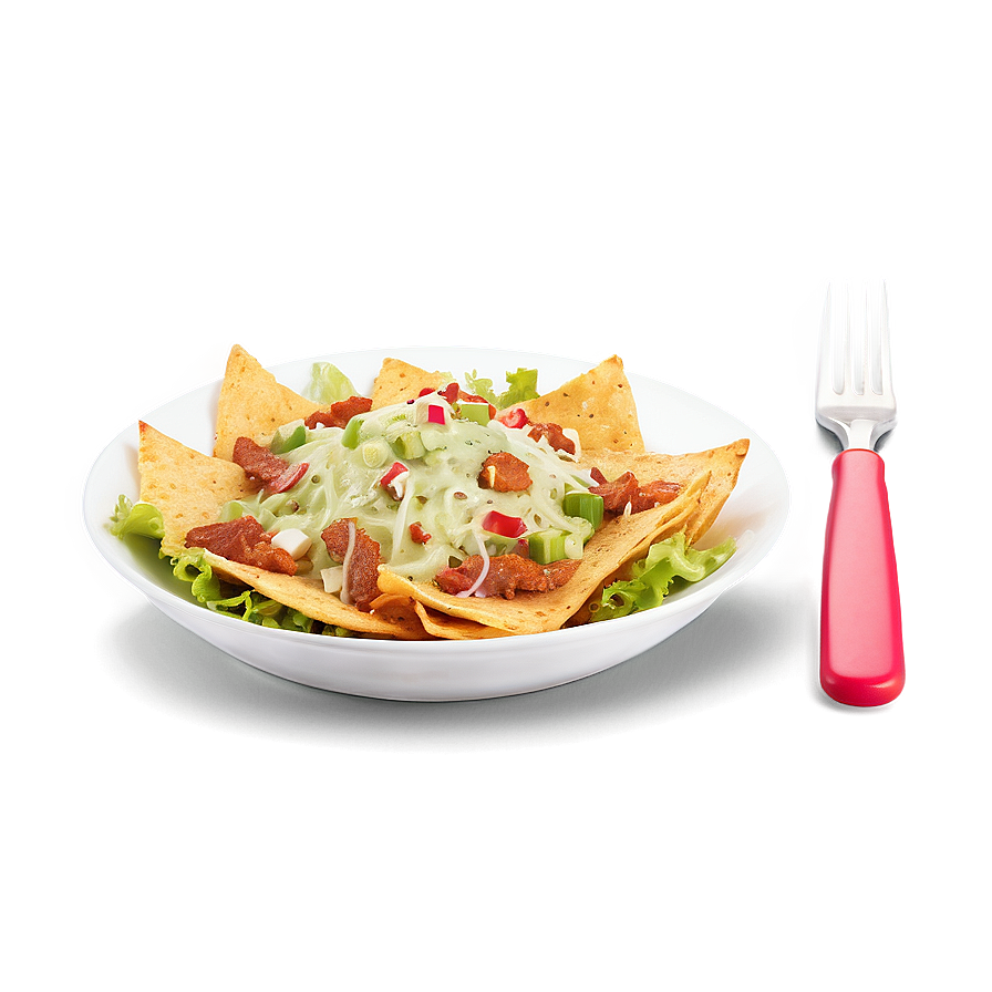 Nachos with Caesar Salad Topping PNG 06122024 PNG with transparent background