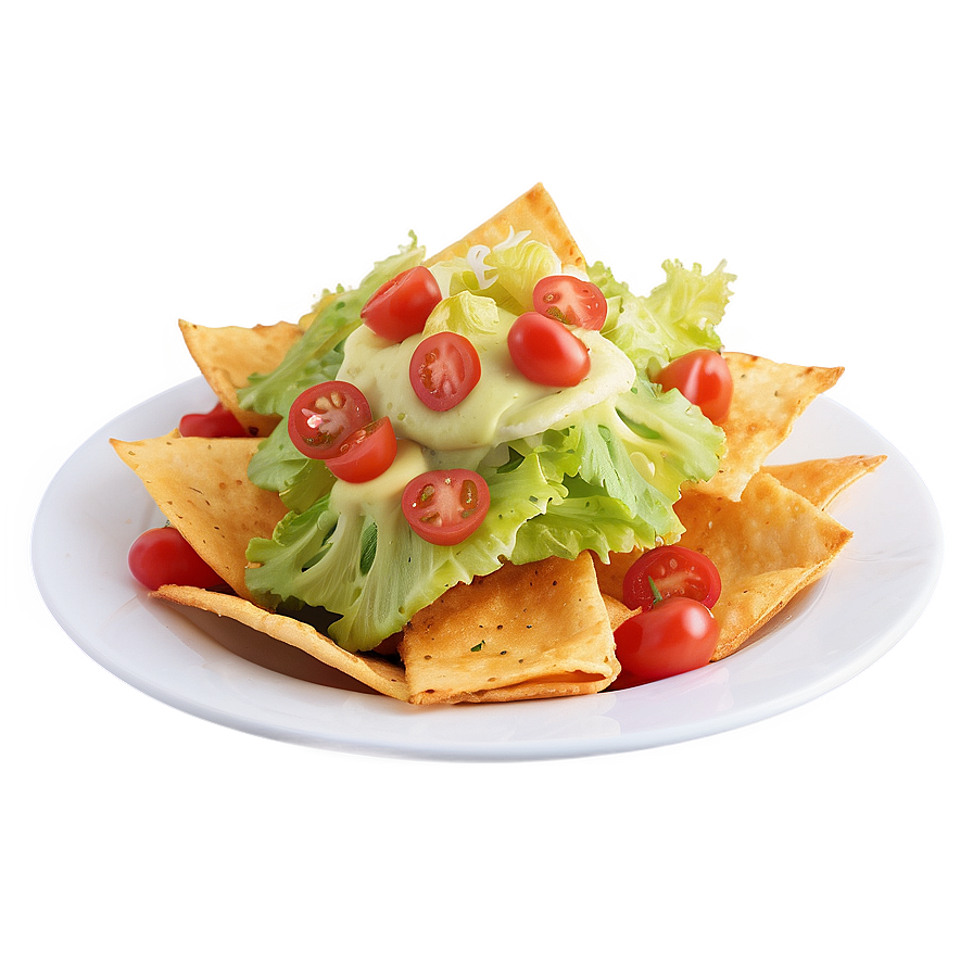 Nachos with Caesar Salad Topping PNG iwc72 PNG with transparent background