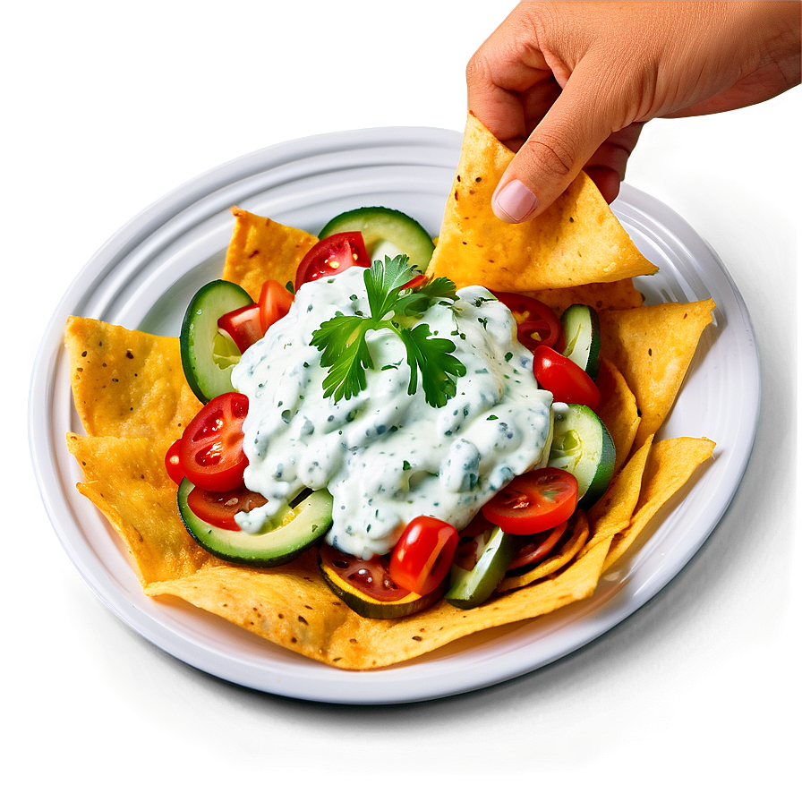 Nachos with Tzatziki Sauce PNG edw49 PNG with transparent background