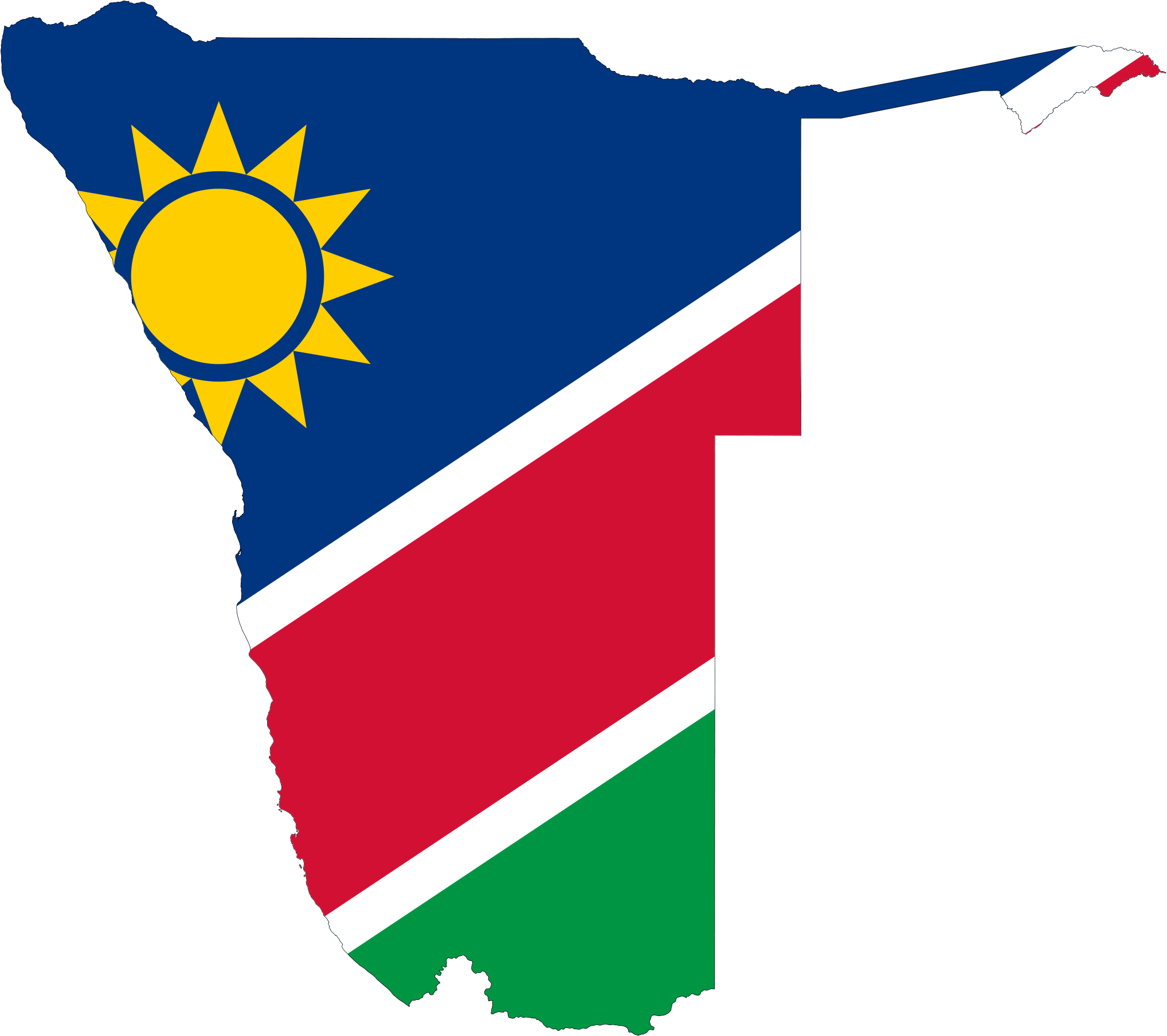 Namibia Map Outlinedwith Flag