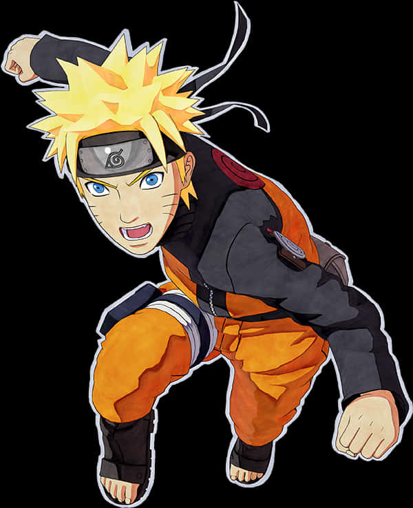 Naruto Uzumaki Action Pose PNG with transparent background