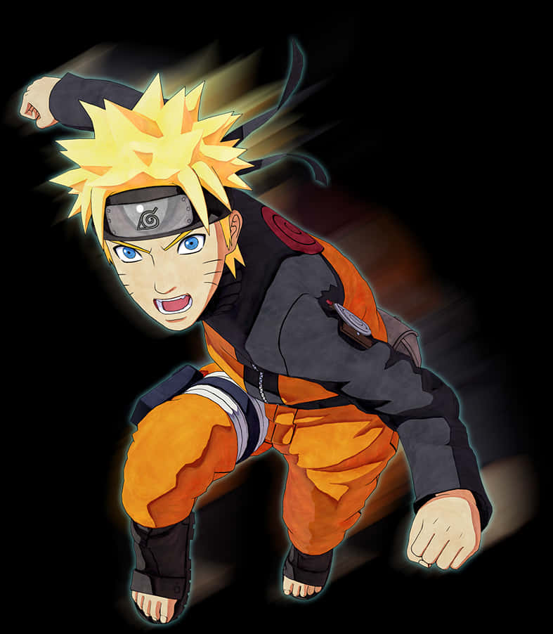 Naruto Uzumaki Action Pose PNG with transparent background