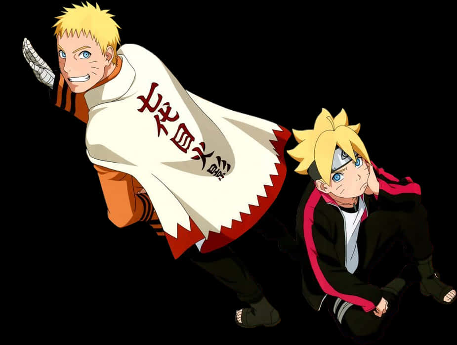 Narutoand Boruto Hokage Cloak PNG with transparent background