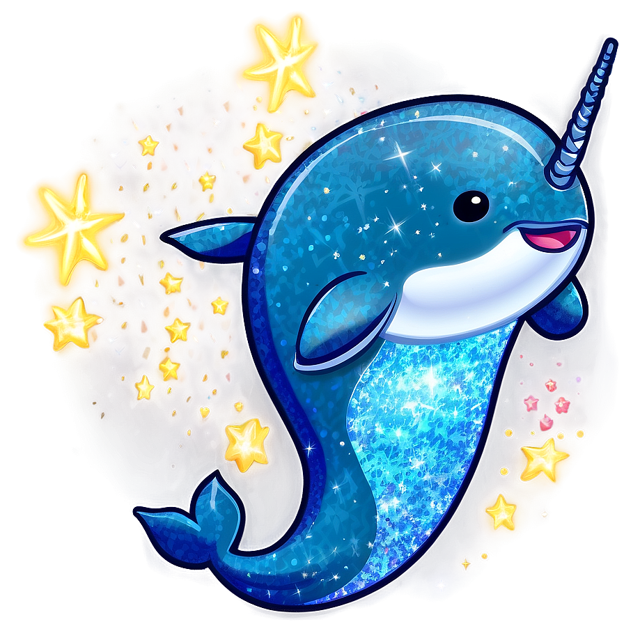 Narwhal Glitter Effect PNG 06232024 PNG with transparent background
