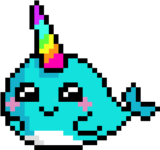 Narwhal - Unicorn Pixel Art PNG with transparent background