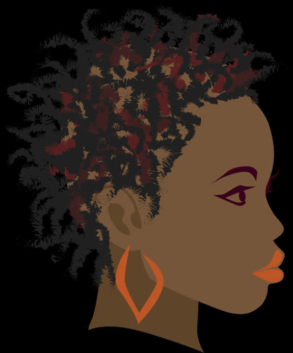 Natural Curly Hairstyle Profile Illustration