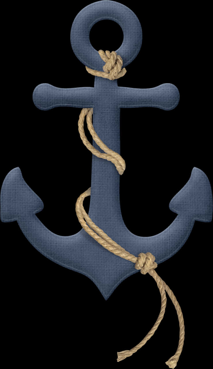 Nautical Anchorwith Rope Design PNG with transparent background