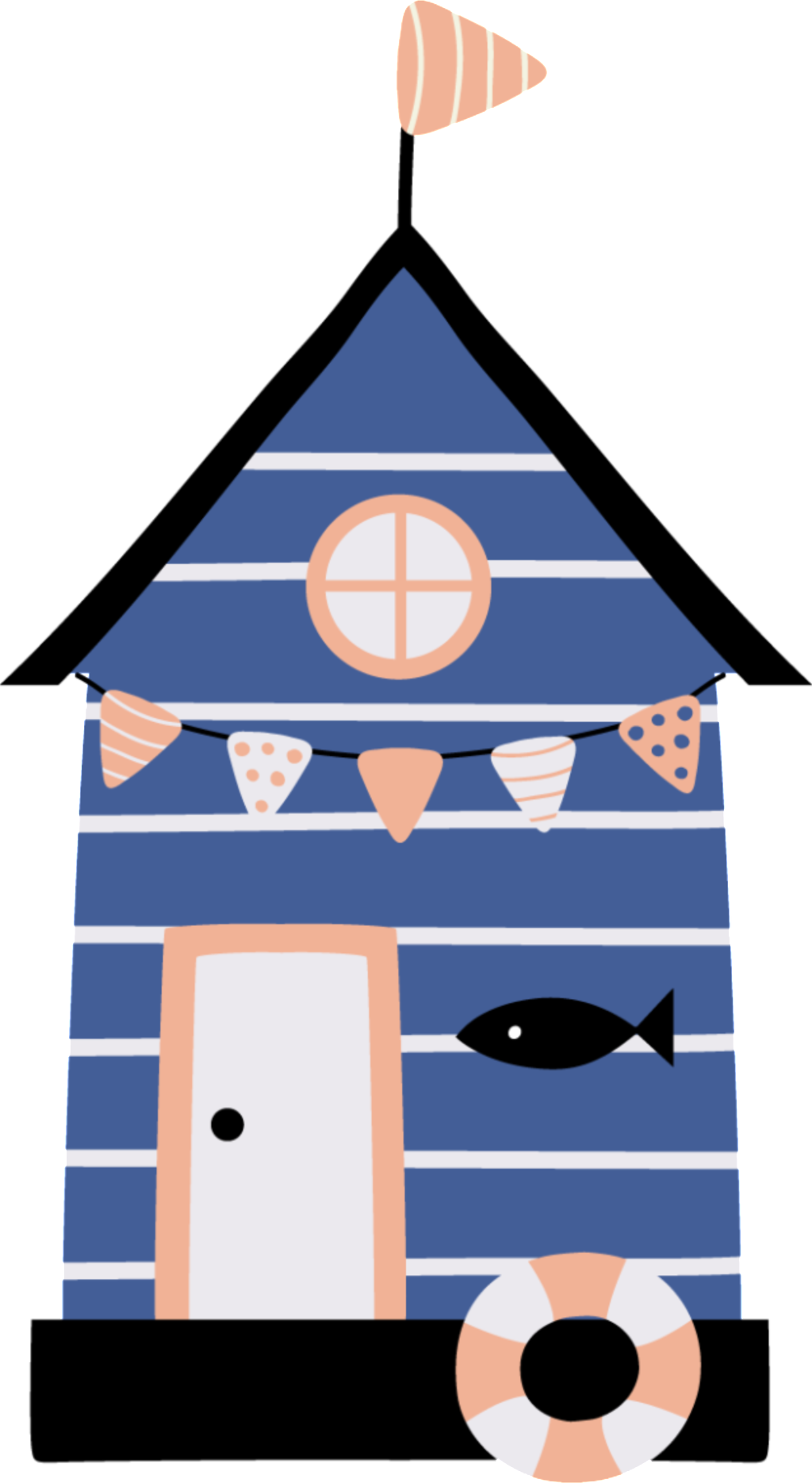 Nautical Theme Beach House Vector