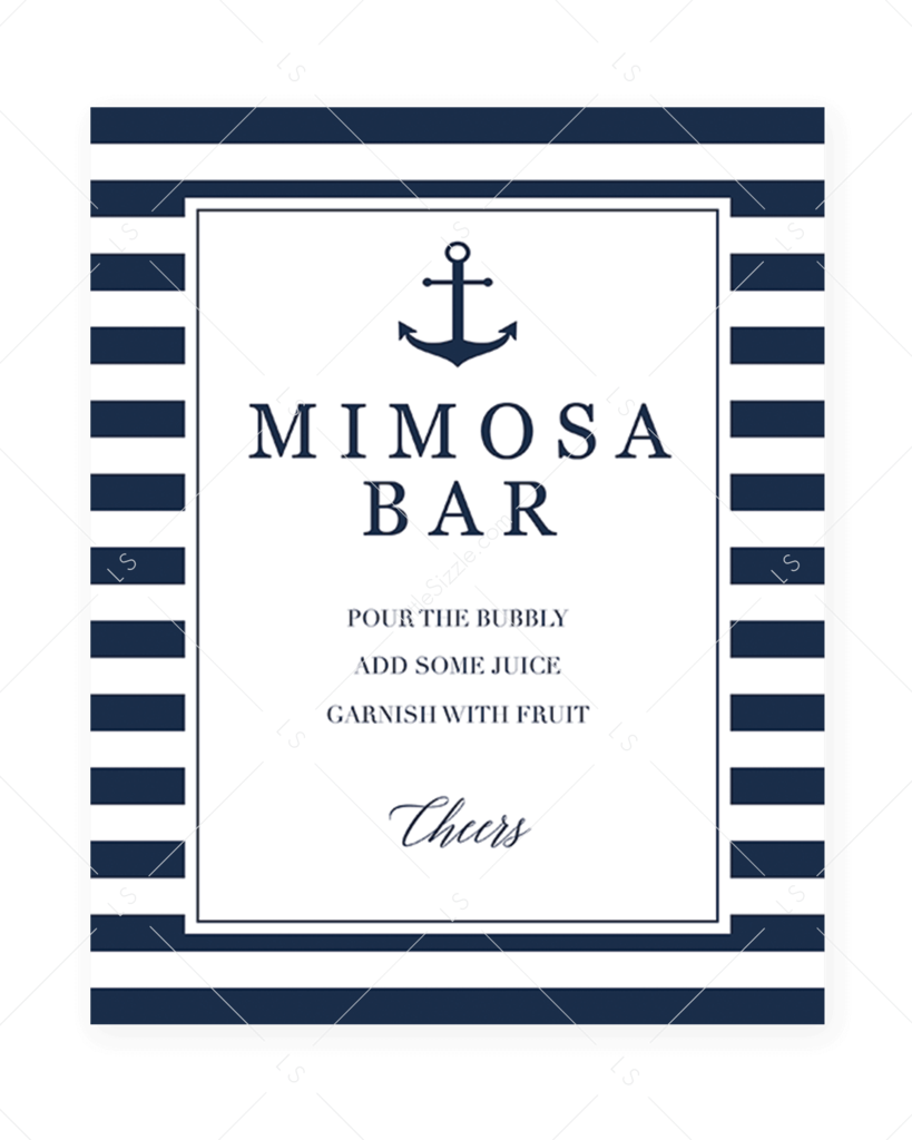 Nautical Themed Mimosa Bar Sign PNG with transparent background