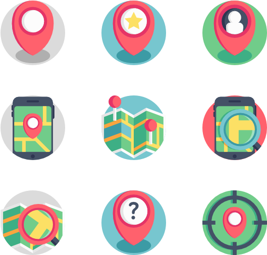 Navigation Icons Set PNG with transparent background