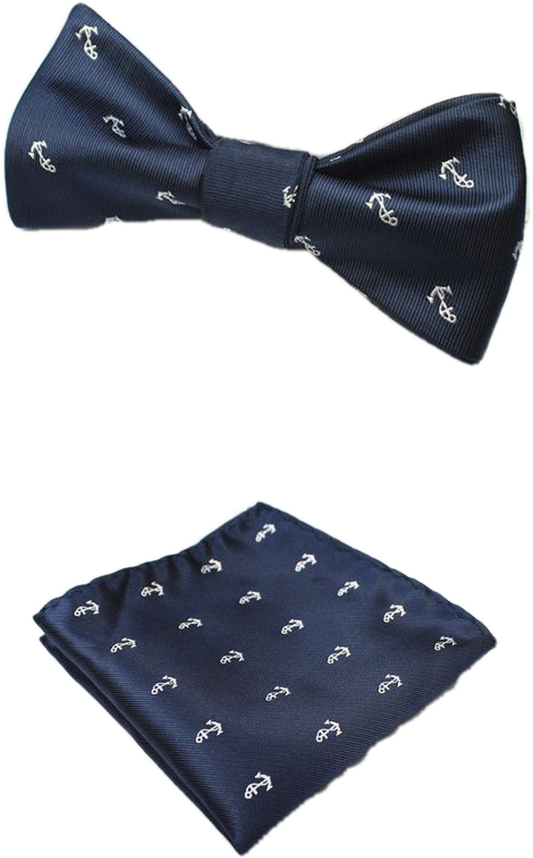 Navy Blue Bow Tieand Pocket Square Set