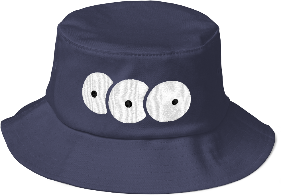 Navy Blue Bucket Hat With Eyes Design