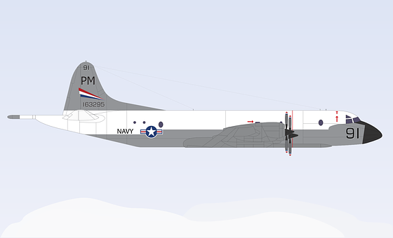 Navy Patrol Aircraft Side Profile PNG with transparent background