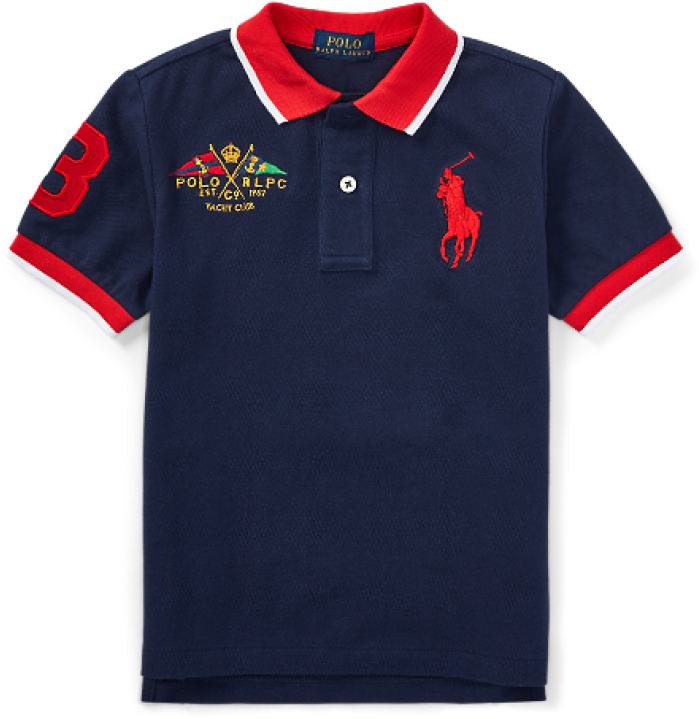 Navy Red Polo Shirt Yacht Club Design