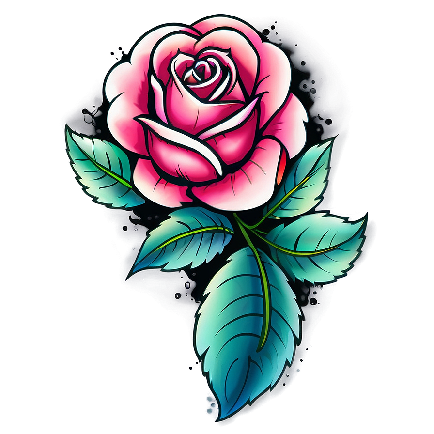 Neo Traditional Rose Tattoo Sketch Png 05252024