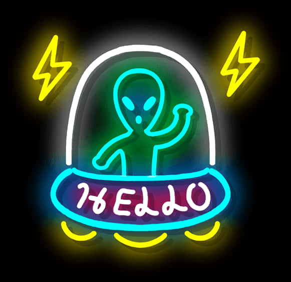 Neon Alien Greeting U F O