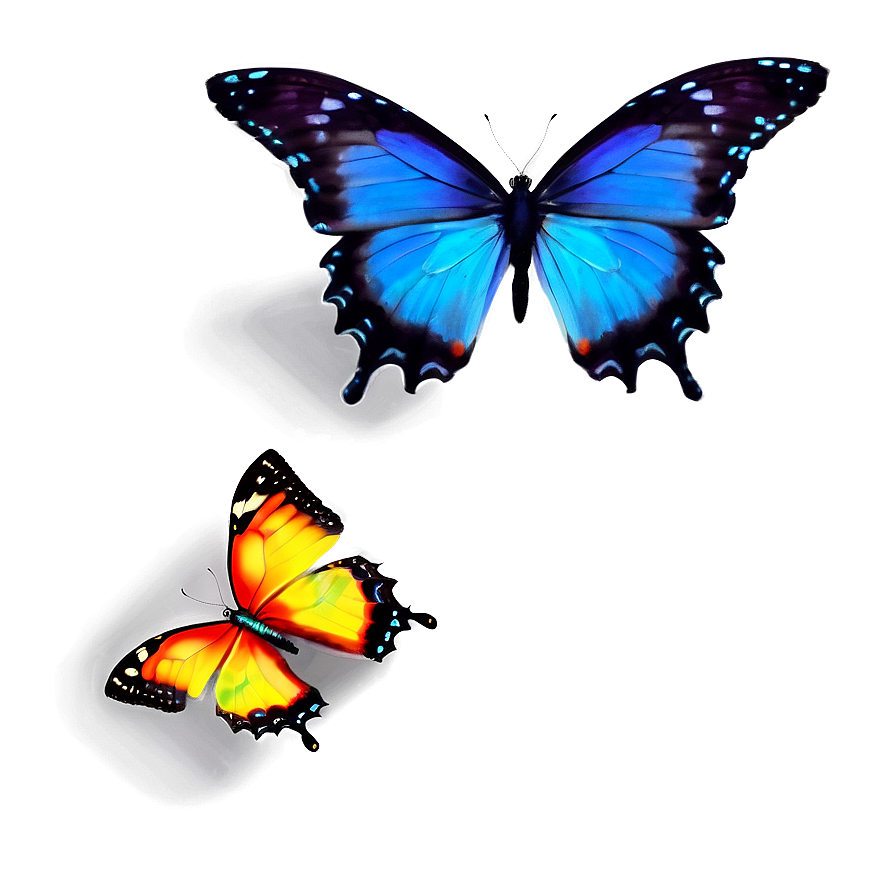 Neon Blue Butterflies Png 06132024