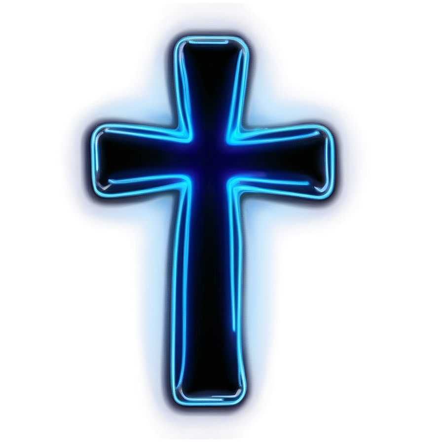 Neon Blue Cross Art Png 06292024